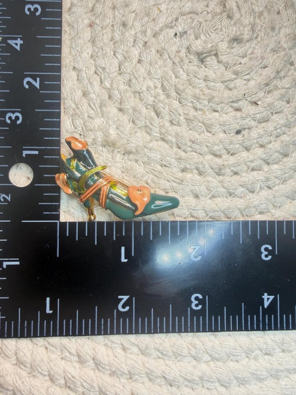 KJL Kenneth Jay Lane High Heel Shoe Brooch | Vintage Green Enamel Gold Tone Stil - Picture 8 of 9